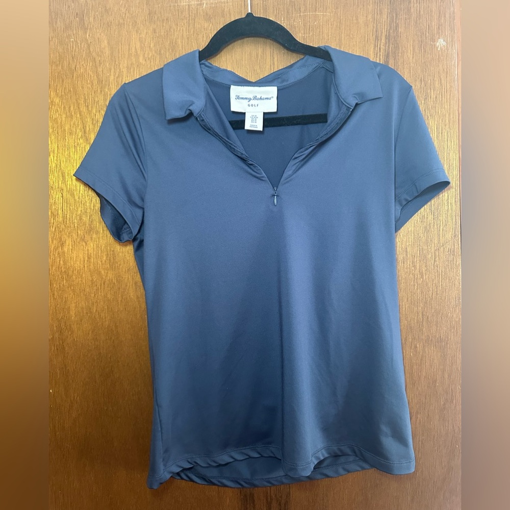 Tommy Bahama Navy Zip Up Womens Golf Polo Size Medium